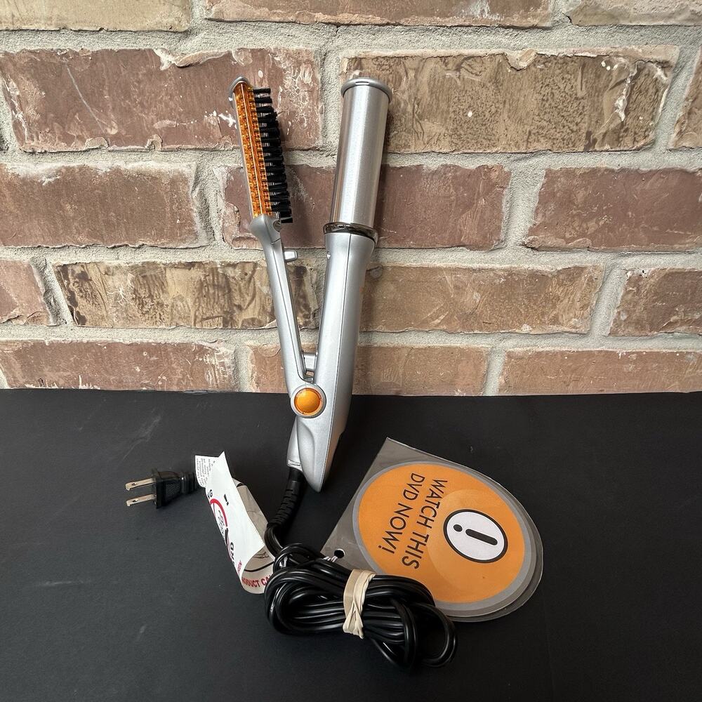 INSTYLER Rotating Hair Brush IS1001 Hot Curling Iron 1 1/4" Barrel With DVD WORK